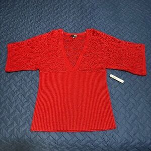 a.n.a Short Sleeve Sweater XL Red